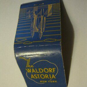 vintage Front Strike Matchbook: The Waldorf Astoria, NY missing 2 matches